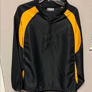 Men's Black and Yellow Performance Quarter-Zip Pullover Jacket